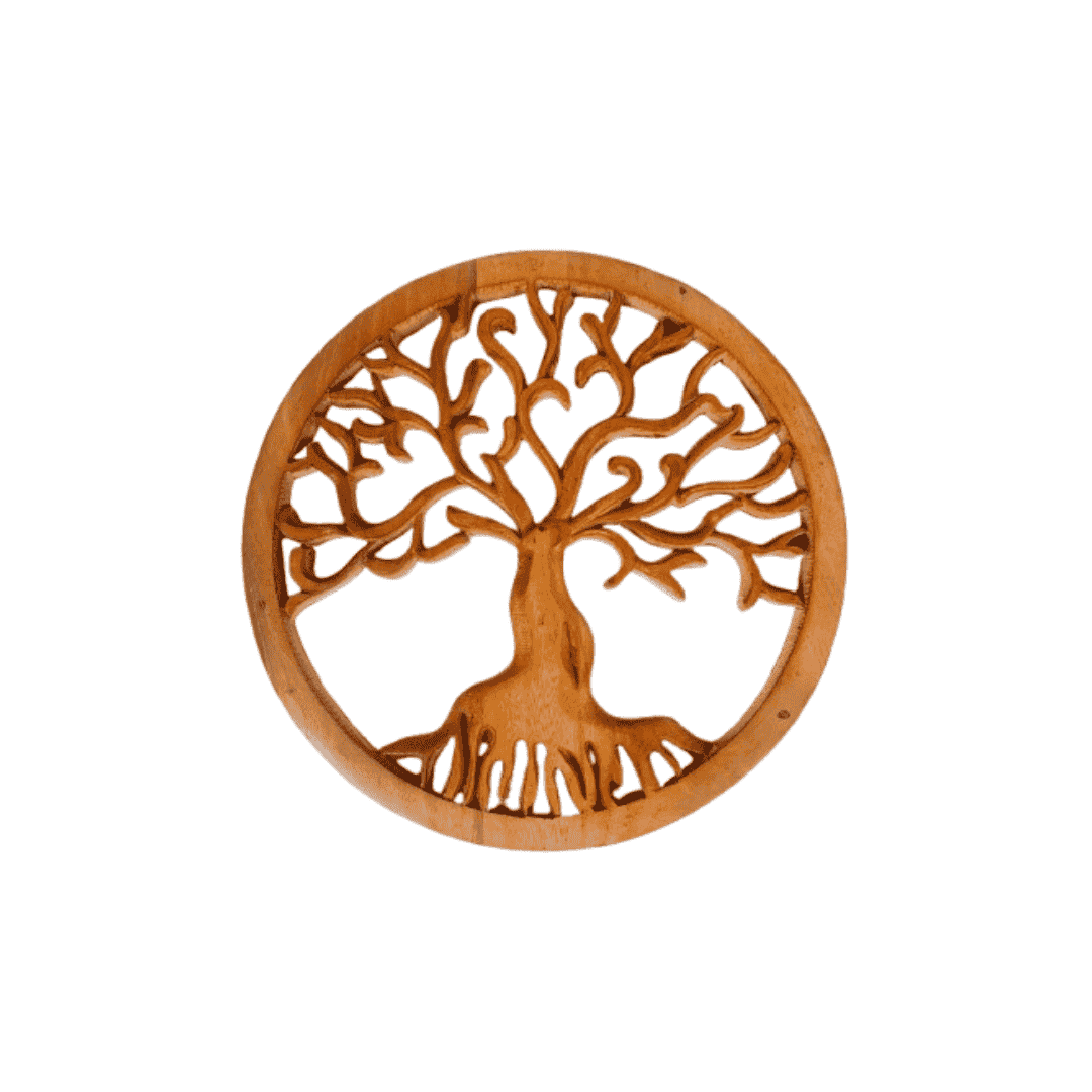 Plaque en bois arbre de vie sculpté-30cm